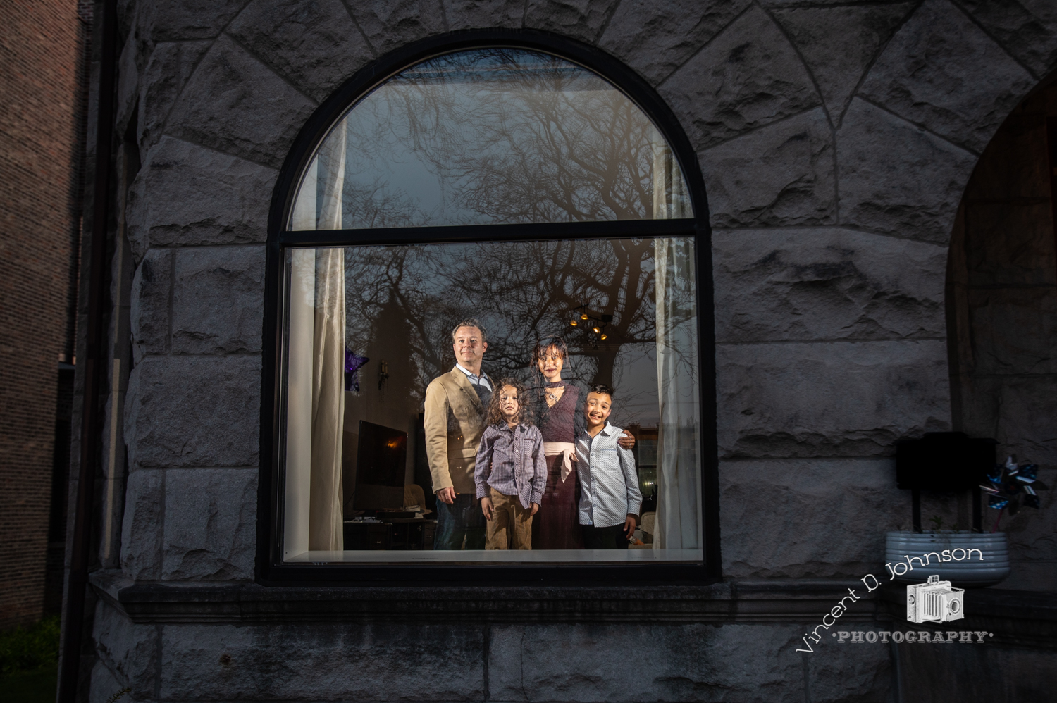 My family and I at our front bay window. This was originally done to document our own situation, but it became the spark for this series of images.